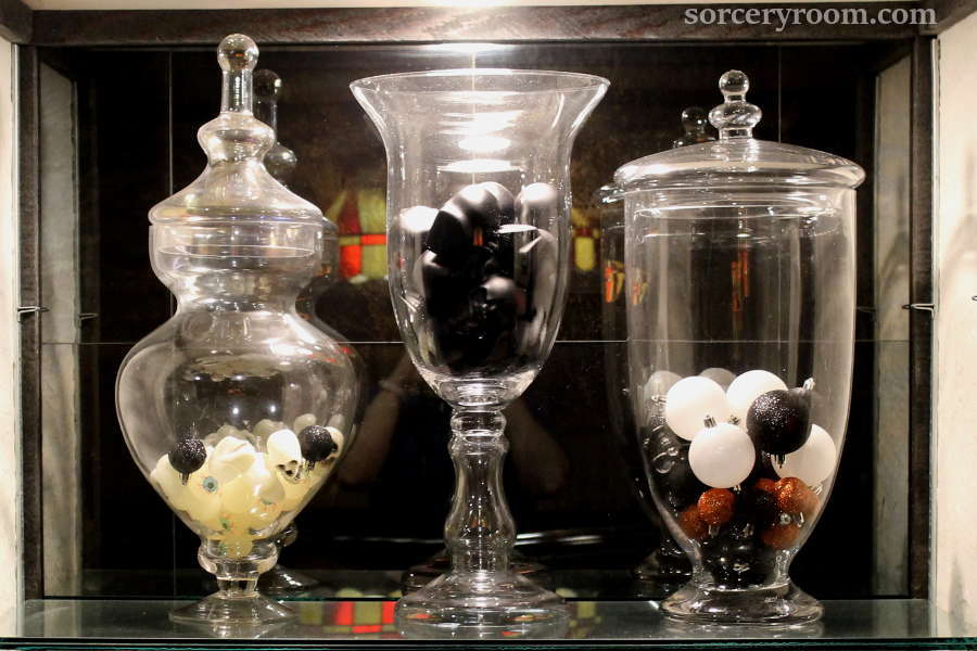 Glass jars with skulls